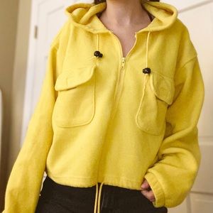VS Sport Yellow Fleece Cropped Hoodie